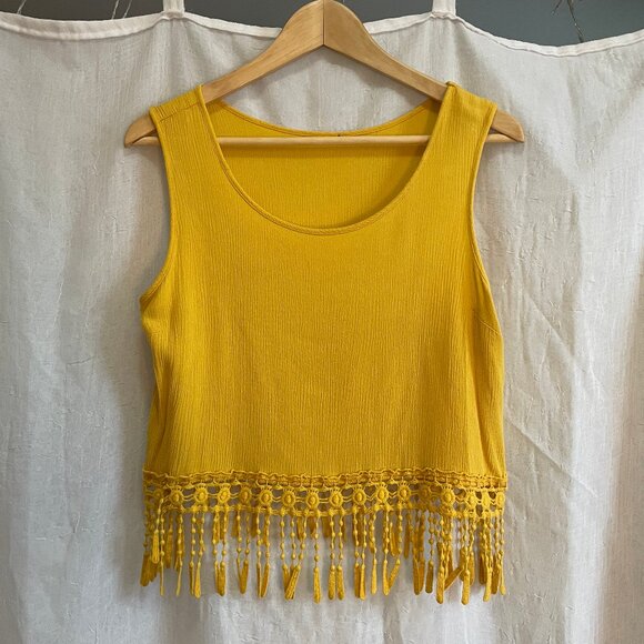 Yellow Fringe Crop Top - Picture 1 of 5